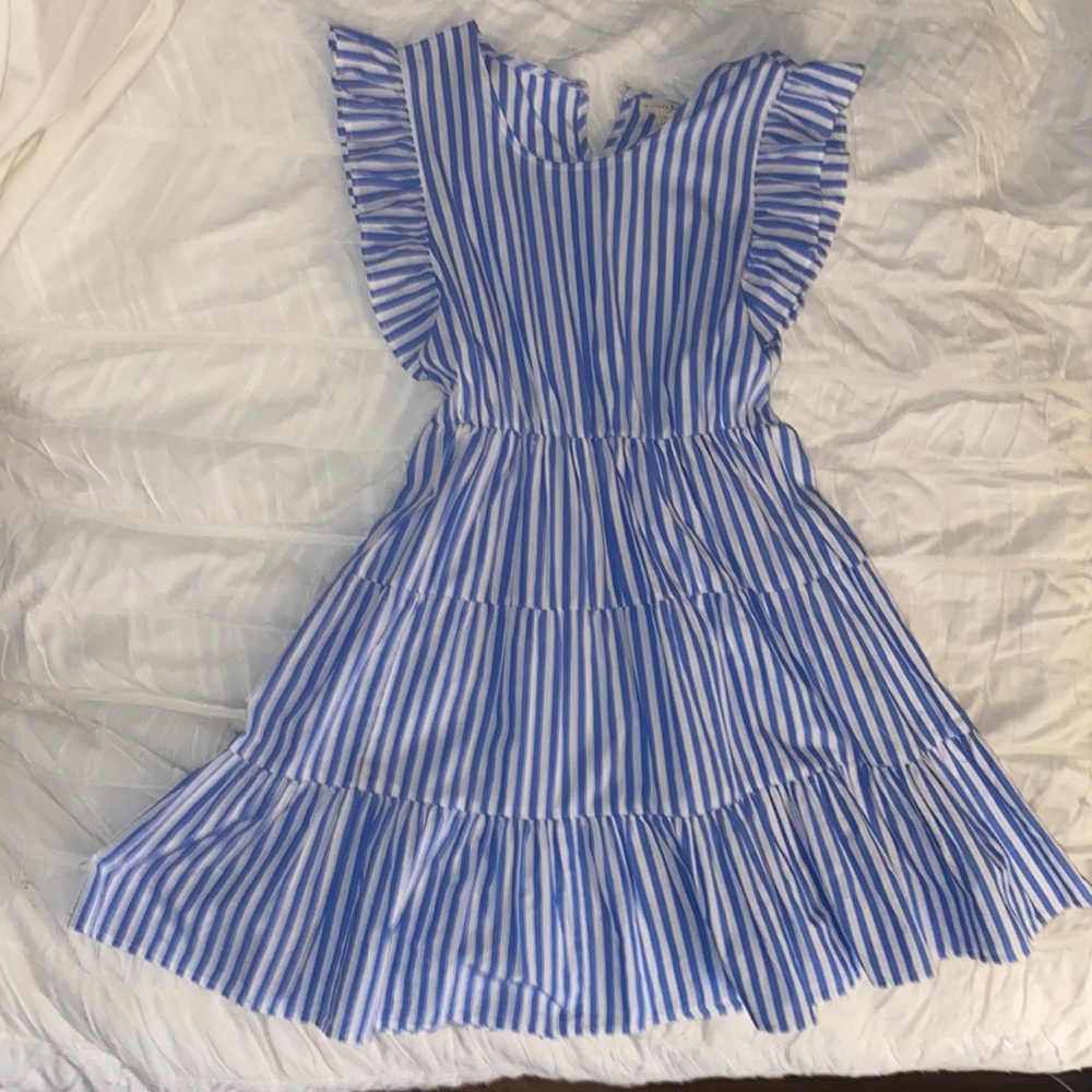 Blue and white striped dress